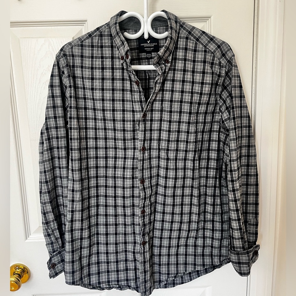 Vintage American Eagle Outfitters Navy Plaid Shirt
